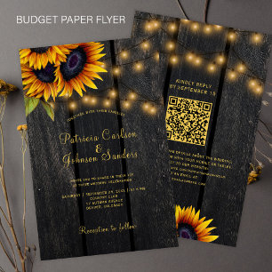 Budget QR-Code rustikale Sonnenblumen-Hochzeitsein Flyer