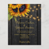 Budget QR-Code rustikale Sonnenblumen-Hochzeitsein Flyer (Vorne)