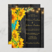 Budget QR Code rustikale Sonnenblumenhochzeit Einl (Vorne/Hinten)