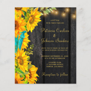 Budget QR Code rustikale Sonnenblumenhochzeit Einl