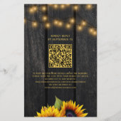 Budget QR Code rustikale Sonnenblumenhochzeit Einl Flyer (Hinten)