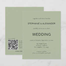 Budget QR Code Sage Grüne Hochzeit Einladung