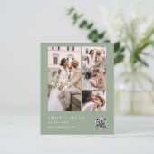 Budget QR Code Sage Grüne Hochzeit Einladung (Stehend Vorderseite)
