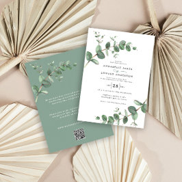 Budget QR Code Salbei grün Eukalyptus botanisch Einladung