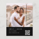 Budget QR Code Schwarz-weiß Hochzeitseinladung (Rückseite)