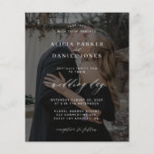 Budget QR CODE schwarze Foto-Hochzeitseinladung Flyer (Vorne)