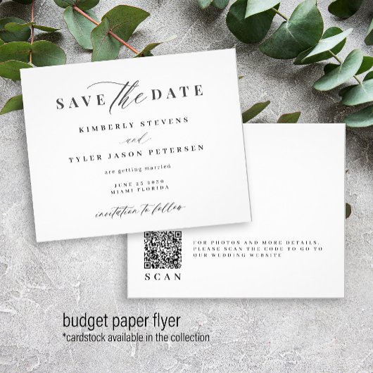 Budget QR CODE Skript Hochzeitspaar Terminankündig Flyer