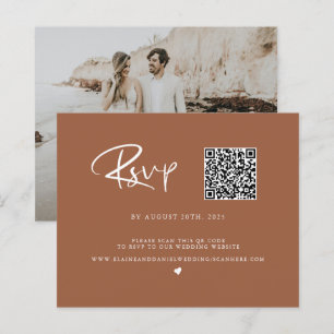 Budget QR Code Terra Cotta Foto RSVP Card