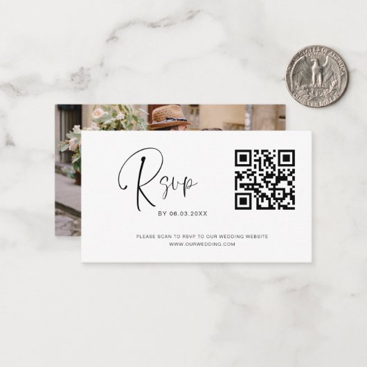 Budget QR Code UAWG Wedding Website Foto Mitteilungskarte (Vorderseite/Rückseite Beispiel)