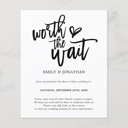 Budget QR Code Wartezeit Hochzeit speichern Datum (Vorderseite)