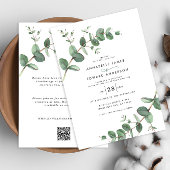 Budget QR Code Watercolor Eukalyptus botanisch Einladung