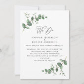 Budget QR Code Watercolor Eukalyptus botanisch Einladung (Vorderseite)