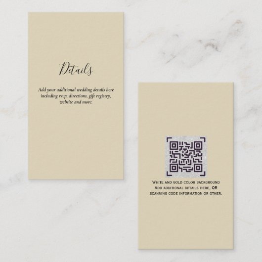 Budget QR Code Website UAWG Hotel Wedding Details Begleitkarte (Vorne/Hinten)