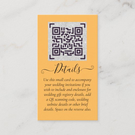 Budget QR Code Website UAWG Hotel Wedding Details Visitenkarte (Vorderseite)