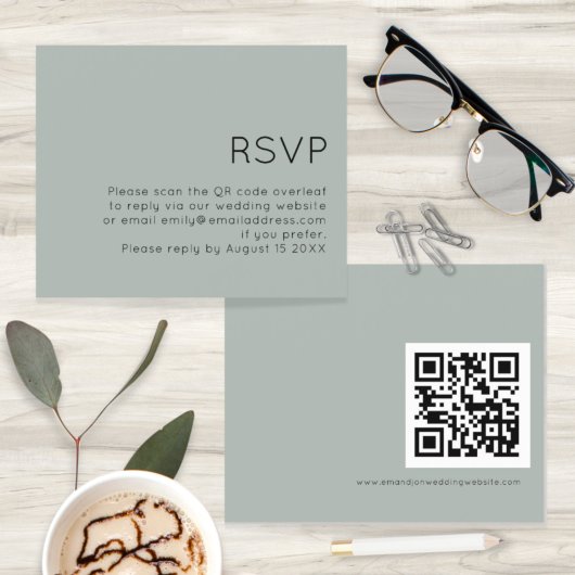Budget QR Code Wedding Silvery Sage Green UAWG