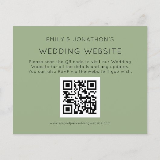 Budget QR Code Wedding Website Sage Encl (Vorderseite)