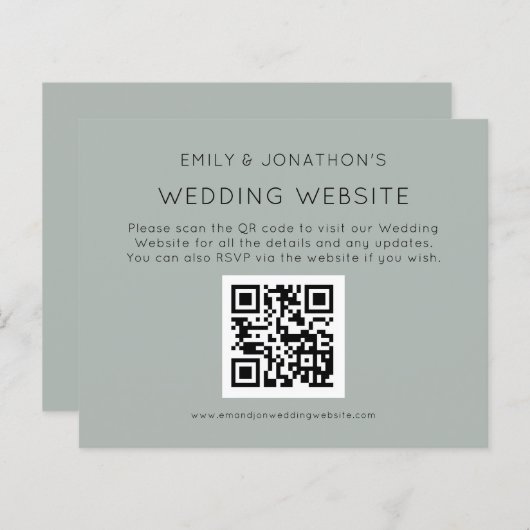 Budget QR Code Wedding Website Silvery Sage Encl (Vorne/Hinten)