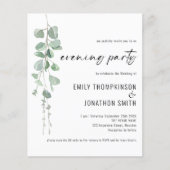 Budget QR Eucalyptus Wedding Abend Party Einladung (Vorderseite)