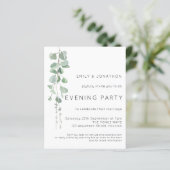 Budget QR Eucalyptus Wedding Abend Party Einladung (Stehend Vorderseite)