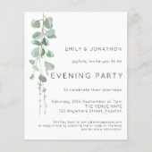 Budget QR Eucalyptus Wedding Abend Party Einladung (Vorderseite)