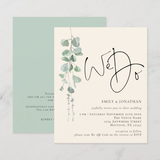 Budget QR Eukalyptus Elfenbeinschwanz Wir Hochzeit (Vorne/Hinten)