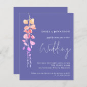 Budget QR Eukalyptus Periwinkle Wedite Einladung (Vorne/Hinten)