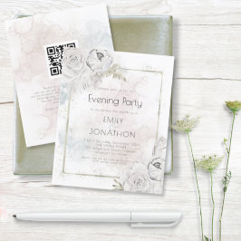 Budget QR Floral Watercolor Wedding Abend Einladun