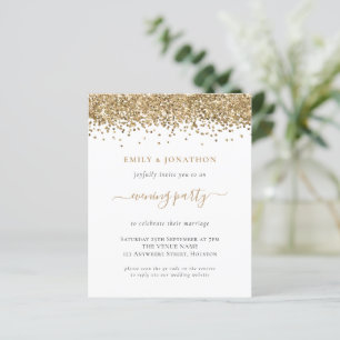 Budget QR Gold Glitzer Abend Hochzeit Einladung