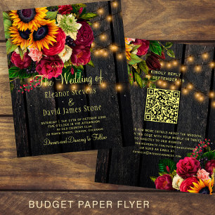 Budget QR ländliche Holz-Hochzeitseinladung im Lan Flyer