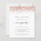 Budget QR Rose Gold Glitzer Abend Hochzeit Einladu (Vorderseite)