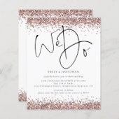 Budget QR Rose Gold Glitzer Wir machen Hochzeit Ei (Vorne/Hinten)