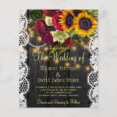 Budget QR rustikale Blumenholzhochzeit Einladung (Vorderseite)