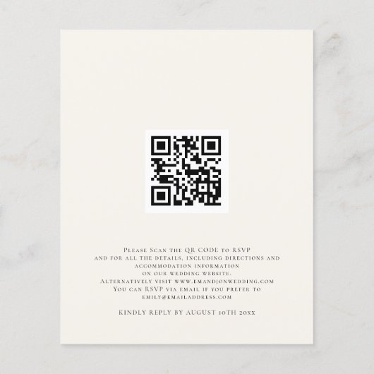 Budget QR Sage Eukalyptus Cream Wedite Einladung (Rückseite)