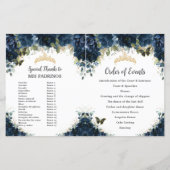 Budget-Quinceañera 15 Navy Blumen Padrinos-Program (Rückseite)