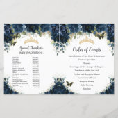 Budget Quinceañera 15 Navy Floral Padrinos Program (Rückseite)