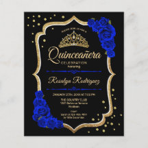 Budget Quinceanera - Black Gold Royal Blue Einladu
