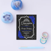 Budget Quinceanera Black Silver Royal Blue Einladu Flyer (Einzeln)