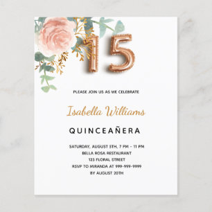 Budget Quinceanera Blumen rosa Gold Eukalyptus