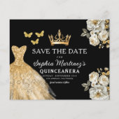 Budget Quinceanera Blumengold Save the Date Flyer (Vorne)