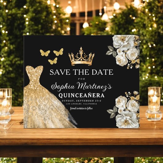 Budget Quinceanera Blumengold Save the Date Flyer