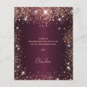 Budget Quinceanera burgundy Rose gold Vielen Dank (Rückseite)