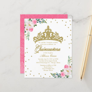 Budget Quinceanera-Einladung Gold-Tiara