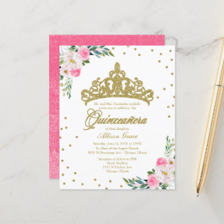 Budget Quinceanera Einladung Gold Tiara