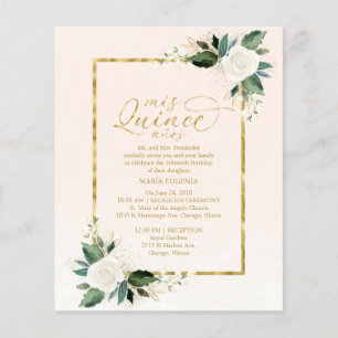 Budget Quinceanera-Einladung Rosa Gold Floral