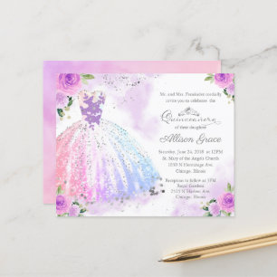 Budget-Quinceanera-Einladung Silber Farbige Robe