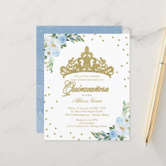 Budget Quinceanera Einladung Spanisch Gold Tiara