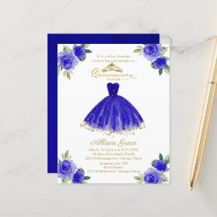 Budget Quinceañera-Einladung Spanisch Königlich Bl