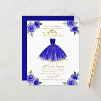 Budget Quinceanera Einladung Spanisch Royal Blue