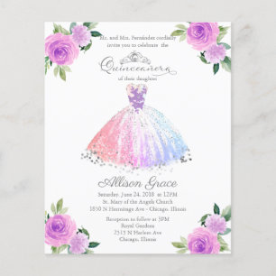 Budget Quinceanera-Einladung zweisprachig farbenfr