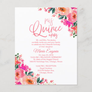 Budget Quinceanera Einladungen Hot Pink Blume